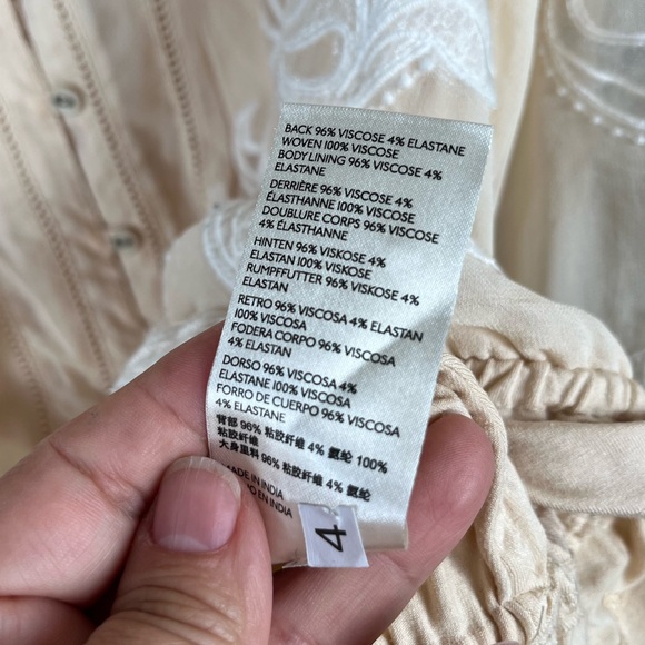 ANTHROPOLOGIE Cream Ivory Floral Embroidered Blouse Top 1X Dressy - Picture 8 of 15